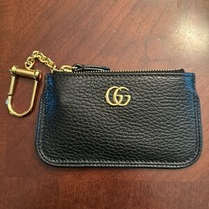 Gucci black Leather Card Case with Keychain